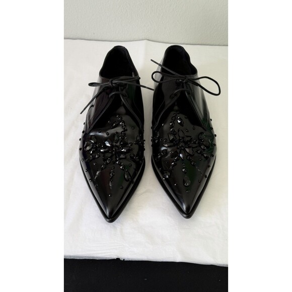Dolce & Gabbana Black Crystal Oxford Shoes Authenticated Patent Leather Italy Sz main image 4